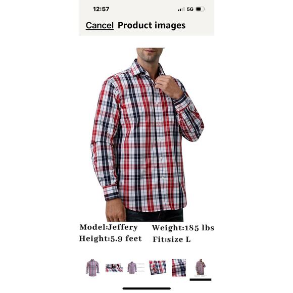 Double Pump 2XL Mens Button Down Shirts Cotton Long Sleeve Shirts - Plaid - NWT - Picture 1 of 11